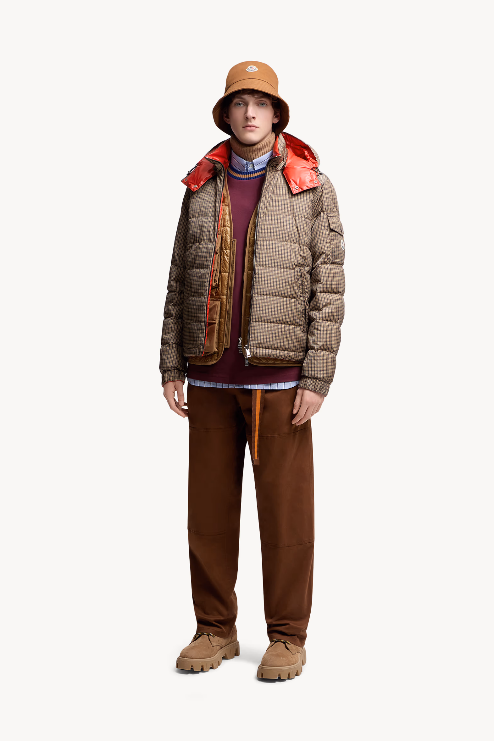 Jonage Reversible Hooded Short Down Jacket Men Brown Moncler 0